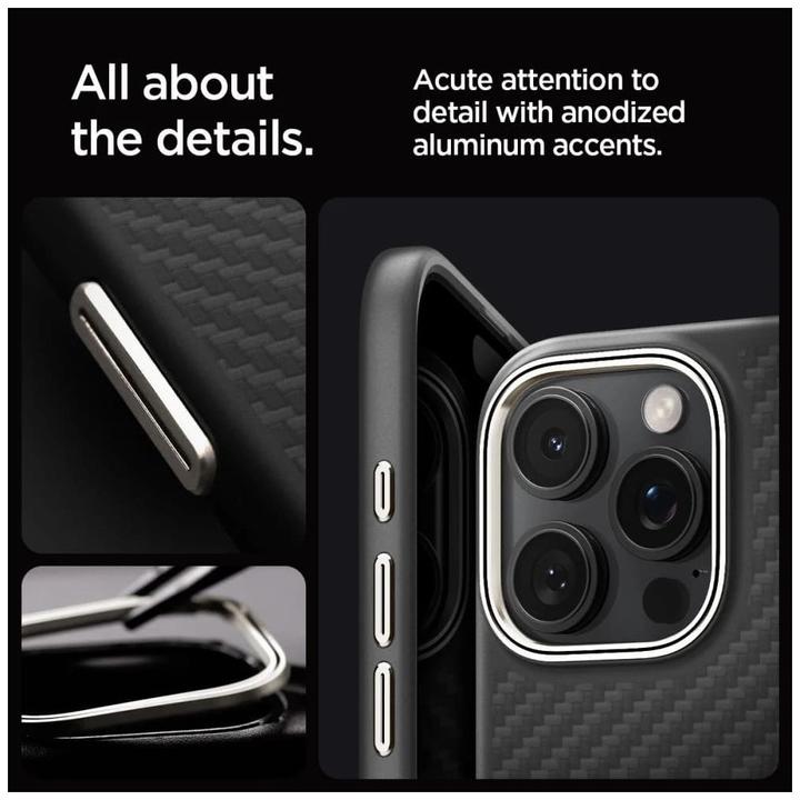Actual product image Spigen Enzo Aramid Mag Magsafe case for iPhone 16 Pro Max 6,9" black/natural (Apple iPhone 16 Pro Max)