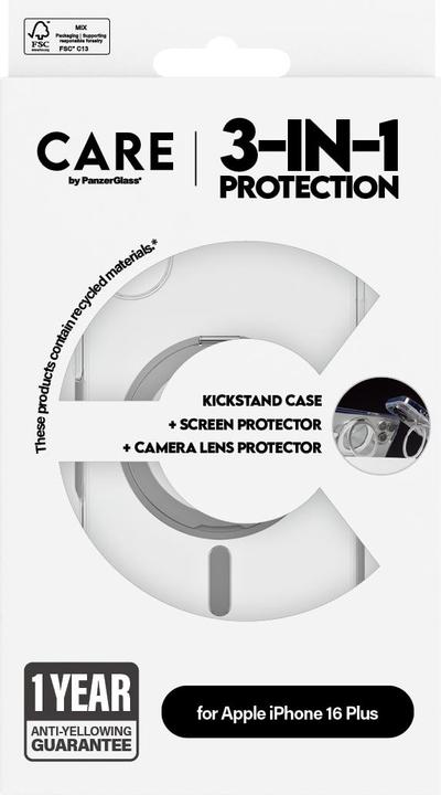Actual product image PanzerGlass CARE Feature 3-in-1 Ceramic Bundle iPhone '24 6.7" (1 Piece, Apple iPhone 16 Plus)
