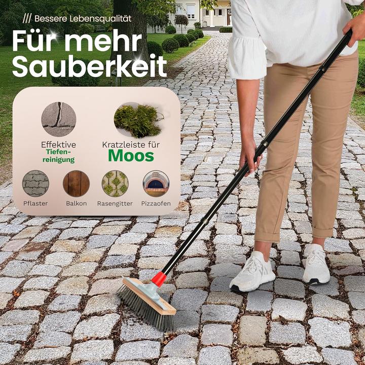 Produktbild Novaliv Robuster Drahtbesen mit Stiel - Stahlbesen mit 4-TLG Stiel, Effiziente Moosentfernung, Draht (1 Stk.)