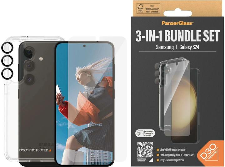Productafbeelding PanzerGlass Bundel Ultra Wide FIt Glas + Etui + Lens (1 Stuk, Samsung Galaxy S24)