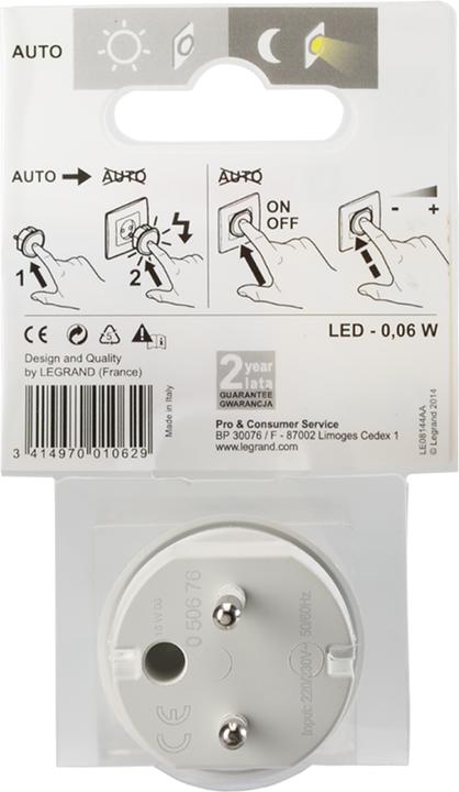 Produktbild Legrand Dimmbares LED-Steckdosen-Nachtlicht mit integriertem Dämmerungssensor