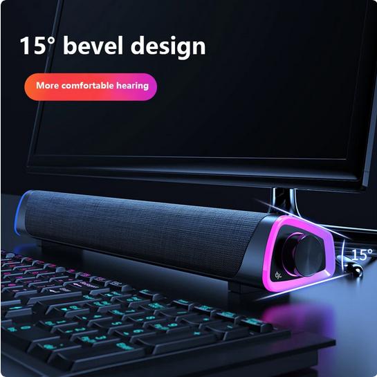 Actual product image PhoneLook Barre de son Bluetooth V8 stylée et minimaliste avec éclairage d ambiance LED + USB + AUX (USB power delivery)