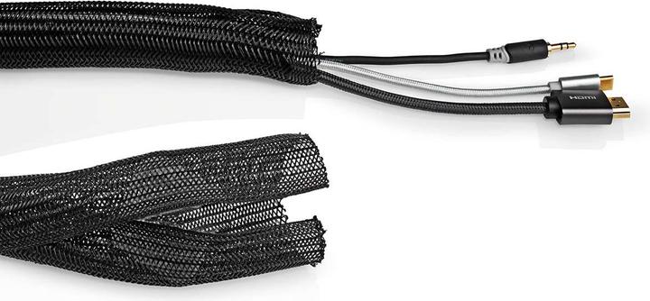 Actual product image Nedis Cable management | Sleeve | 2.00 m | 1 piece | max. cable thickness: 30 mm | Nylon | Black (Cable hole, 200 cm)