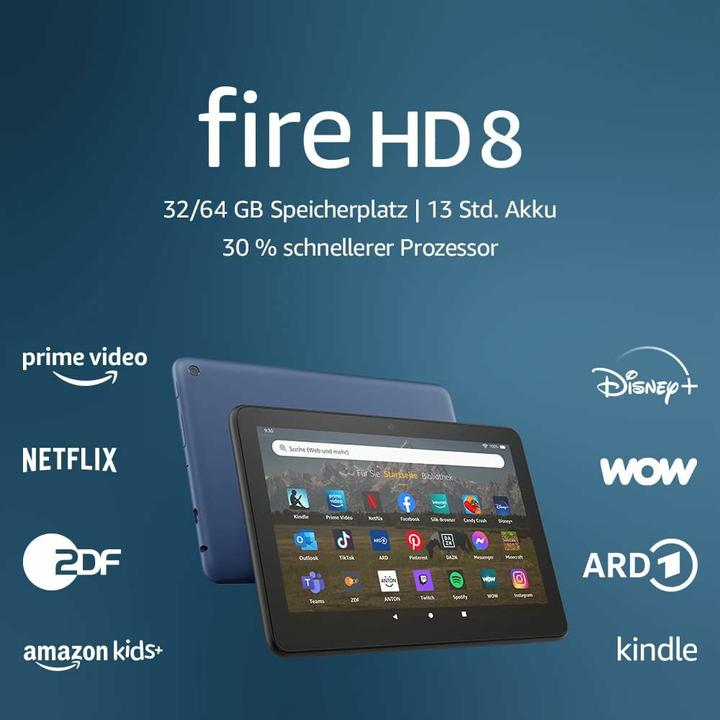 Productafbeelding Amazon Fire HD 8 Tablet (2022) WiFi 32GB met advertenties zwart B09BG4CM4W (8", 32 GB, Zwart)