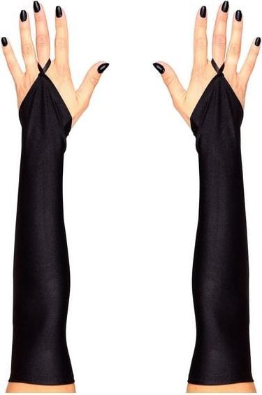 Produktbild Widmann SCHWARZE FINGERLOSE SATINHANDSCHUHE - 43 cm, One Size Fits Most Adult (One Size)
