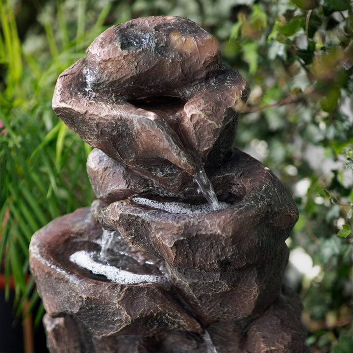 Produktbild Hillvert Solar Gartenbrunnen Solarbrunnen Zierbrunnen Wasserspiel Felsenformation LED