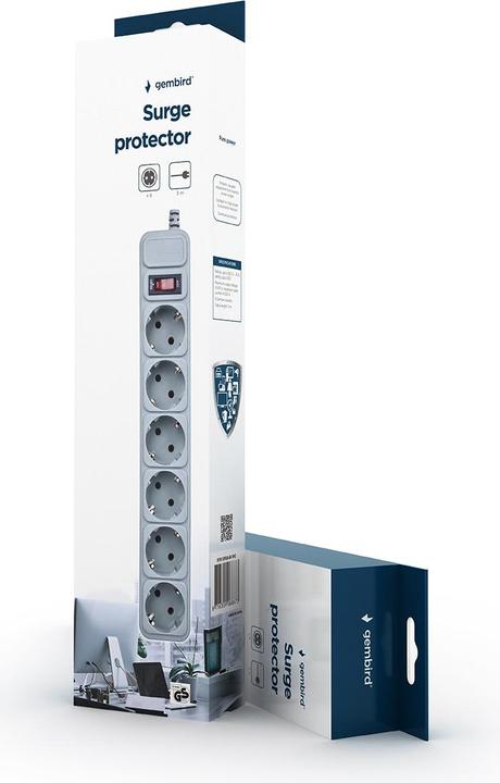 Productafbeelding Gembird Overspanningsbeveiliging, 6 stopcontacten, 10 ft (6 x, CEE 7/3, 3 m)