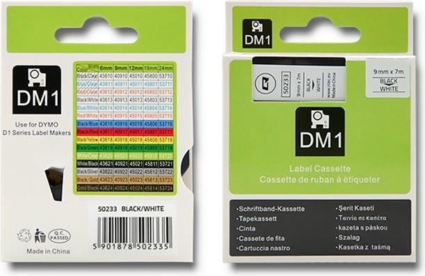 Produktbild Qoltec Tape for DYMO D1 40913 9mm x 7m White / Black overprint (0.90 cm, Weiss)