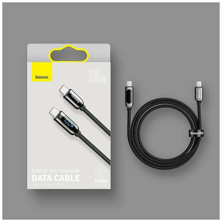 Actual product image Baseus Display Fast Charging Data Cable Type-C to Type-C 100W 2m Green (2 m, USB 2.0)
