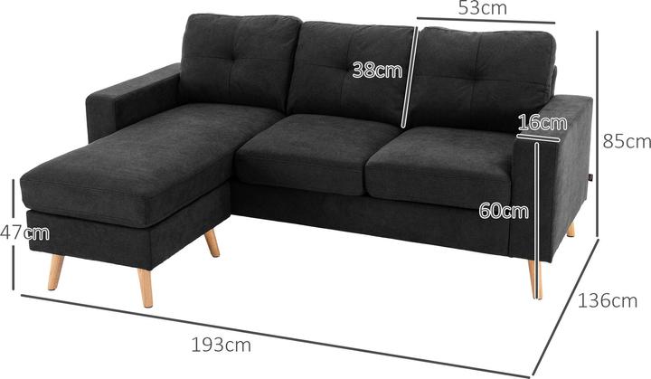 Produktbild Homcom Ecksofa mit abnehmbarem Bezug (Ecksofa)