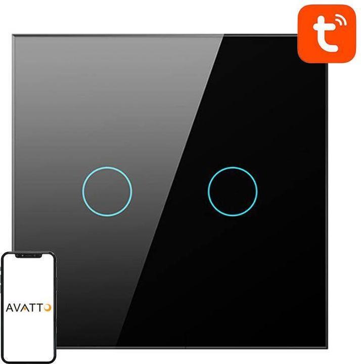 Avatto Interruttore intelligente ZigBee UE UE 2 vie senza neutro TUYA (nero)