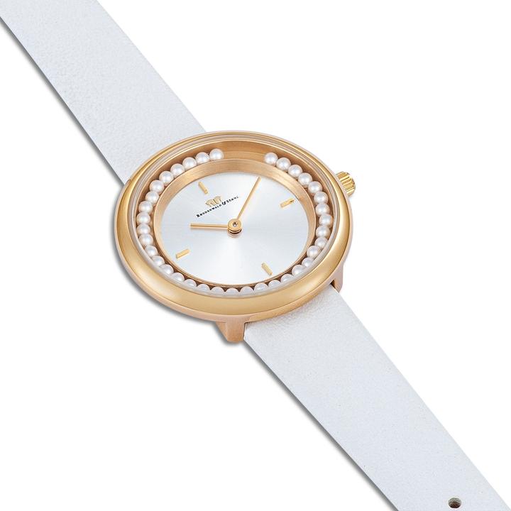 Actual product image Ladies Quartz Watch Pearl Genuine Leather White - 32214 (Analogue wristwatch, 32 mm)