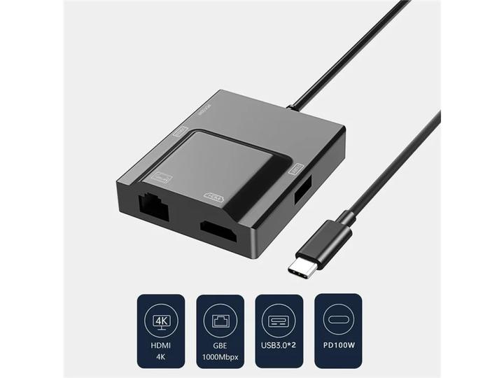 Produktbild PowerGuard 5-in-1 USB-C HDMI Gigabit Ethernet USB 3.0 100W Multiport Adapter (USB-C, 5 Ports)