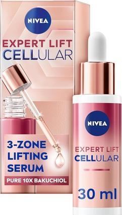 NIVEA Cellular Expert Lift 3-Zonen Lifting Serum 30ml Gesichtsserum mit reinem 10x Bakuchiol Sichtbar (30 ml)