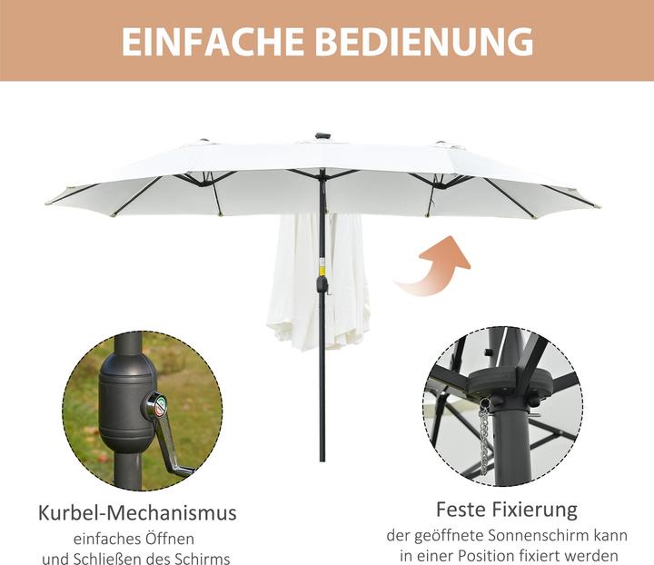 Produktbild Outsunny Sonnenschirm mit Solar-LED-Leuchte (2.65 m)