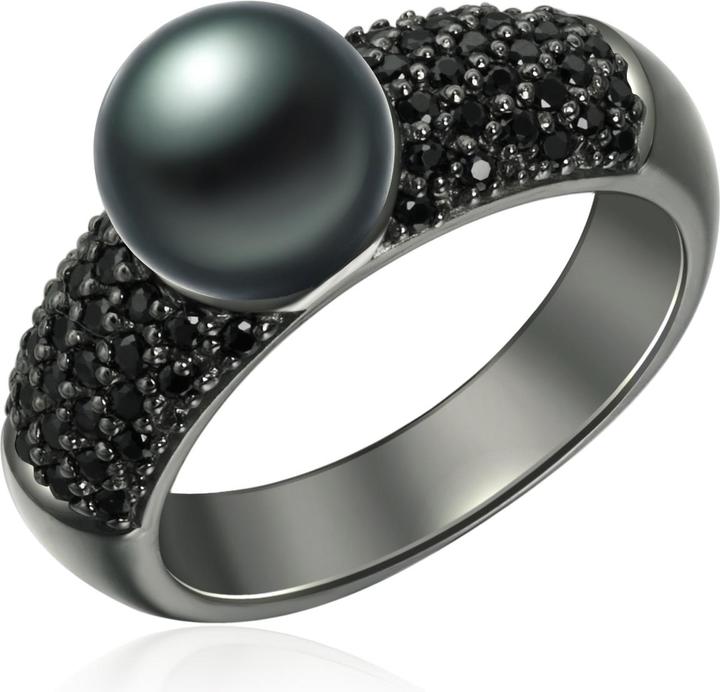 Produktbild Valero Pearls Damen Sterling Silber Zirkonia Süsswasser-Zuchtperle Schwarz - 2198 (64, 925 Silber)