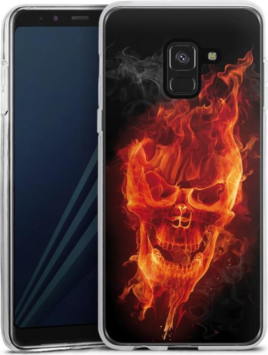 Produktbild DeinDesign Silikon Hülle für Samsung Galaxy A8 (2018) Handyhülle Case Smartphone Schutzhülle Feuer Schädel (Samsung Galaxy A8 (2018))