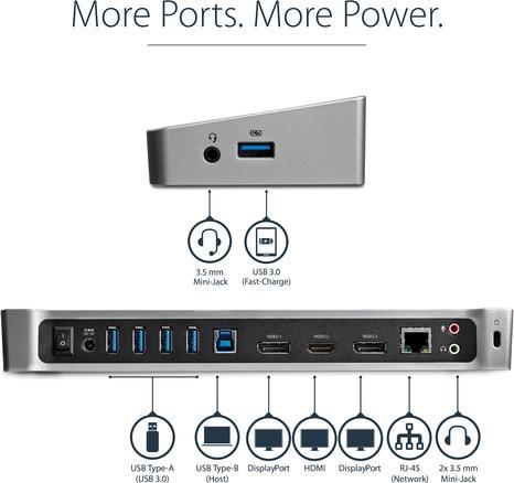 Image du produit StarTech Usb3dockh2dp (USB-B, 6 Ports)