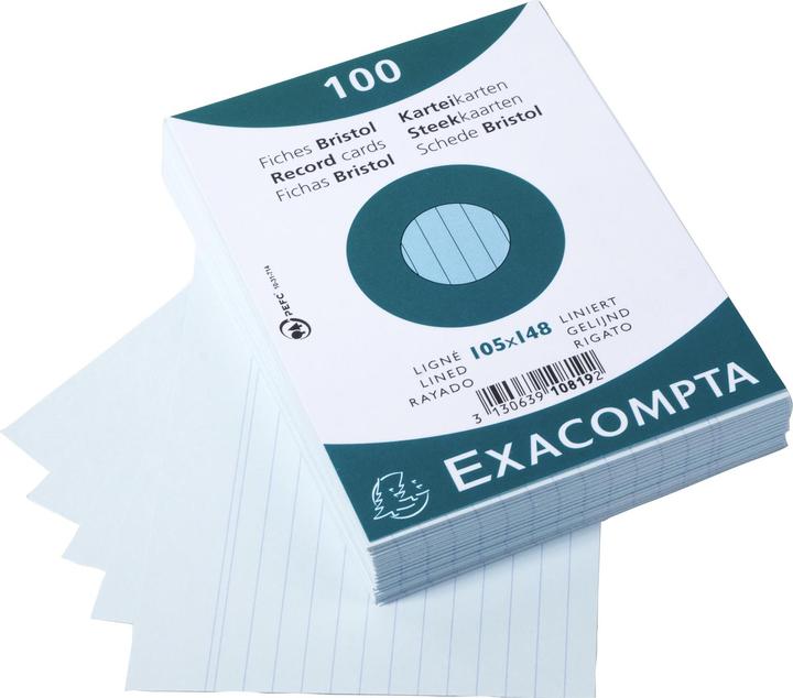 Produktbild Exacompta Karteikarten (105 x 148 mm, 205 g/m², 100 x)