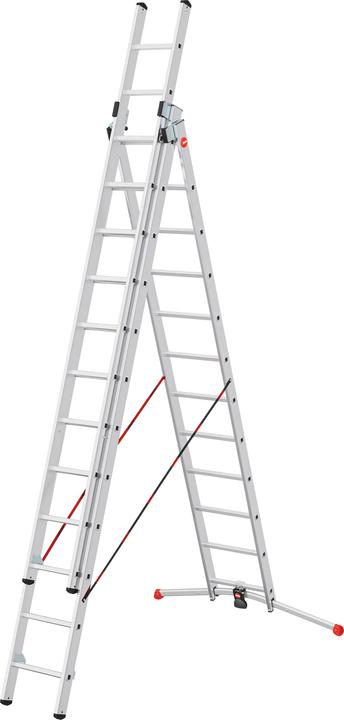 Produktbild Hailo S100 ProfiLOT, Aluminium Kombileiter 3-teilig, 3x12 Sprossen (Stehleiter, 48 cm)