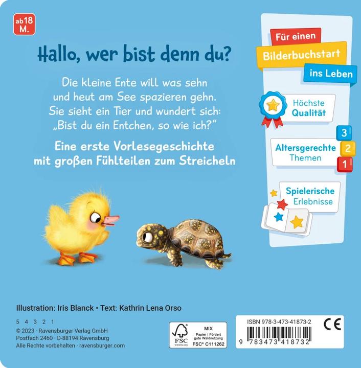 Actual product image Ravensburger My first read-aloud feel book: Are you a duck? (German)