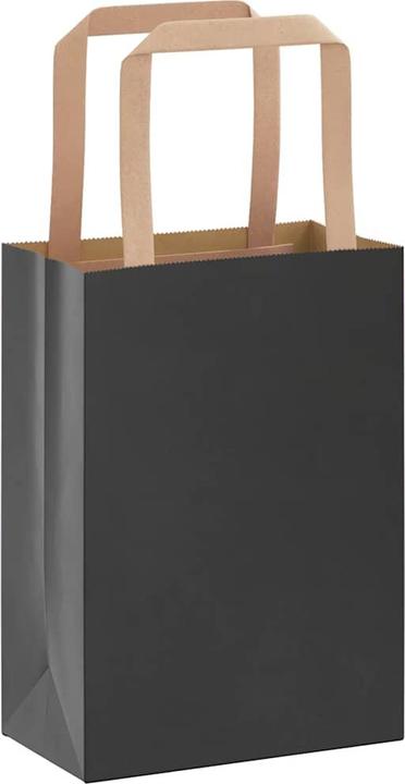 Immagine prodotto VidaXL Sacchetti di carta kraft 50 pezzi con manico nero 15x8x21 cm (Borsa da regalo, 50 x)