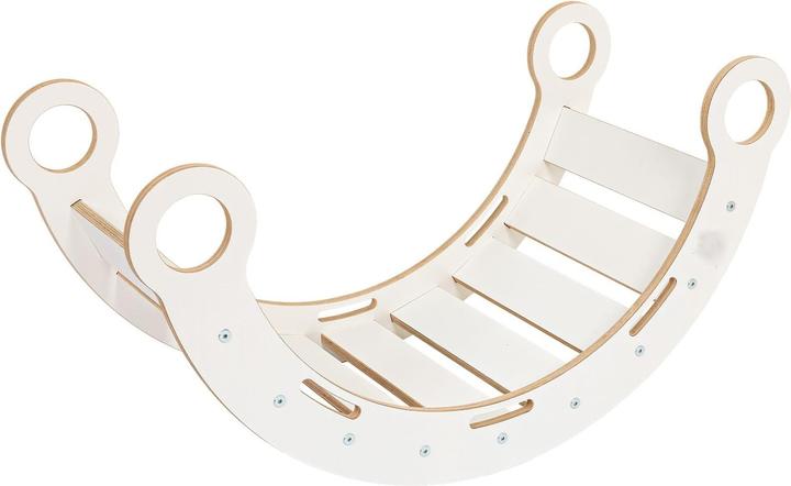 Activity Board Medium Dream Rocker Weisses Holz & Leiter mit grauem Kissen