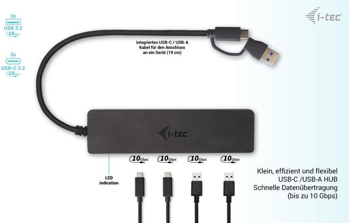 Immagine prodotto i-tec Hub USB-C in metallo (USB-C, 4 Porti)