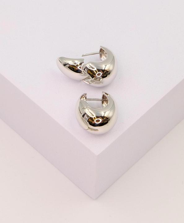 Image du produit Muau Créole en or blanc 750, ornée d'un diamant 19x15mm (Or blanc 750/18K)