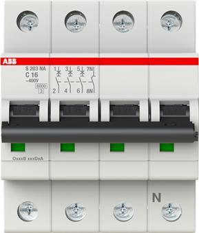 Produktbild ABB S203-C16NA Sicherungsautomat 16A pro M compact 3p+NA