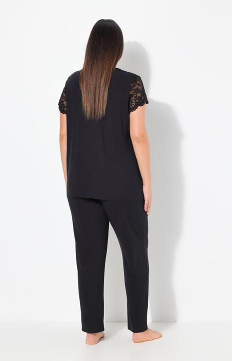 Produktbild Ulla Popken Pyjama, Spitze, V-Ausschnitt, Spitzen-Halbarm (62)