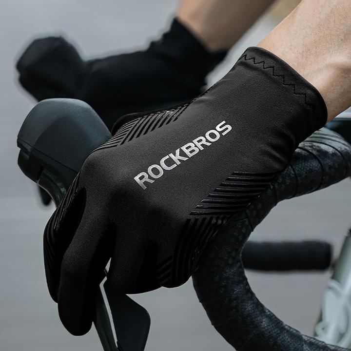 Actual product image Rockbros cycling gloves spring/summer/autumn, full, size: XL - black (XL)