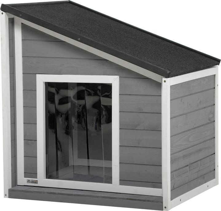 PawHut Hundehütte mit zu öffnendem Schrägasphaltdach (Hundehütte)