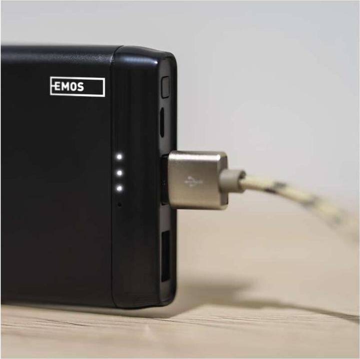 Actual product image Emos Alpha 10S powerbank, 10000 mAh, 10 W, black (10000 mAh, 10 W, 37 Wh)