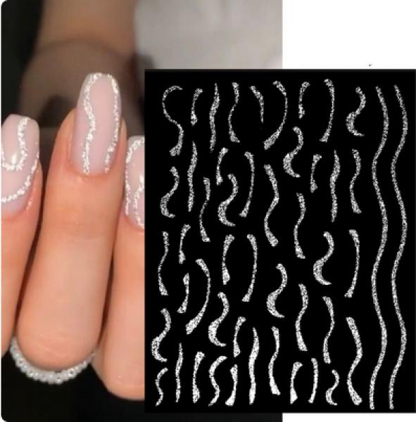 Immagine prodotto Nagellack24 Adesivo per unghie autoadesivo argento (Argento)