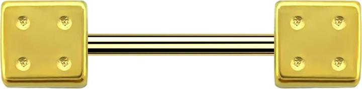 Star Piercing Micro Barbell vergoldet mit Würfel (Chirurgenstahl 316L)