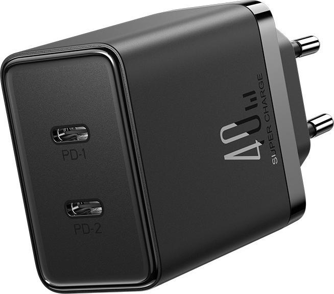 Actual product image Joyroom JR-TCF09 fast charger 2x USB-C 40W - black (40 W)