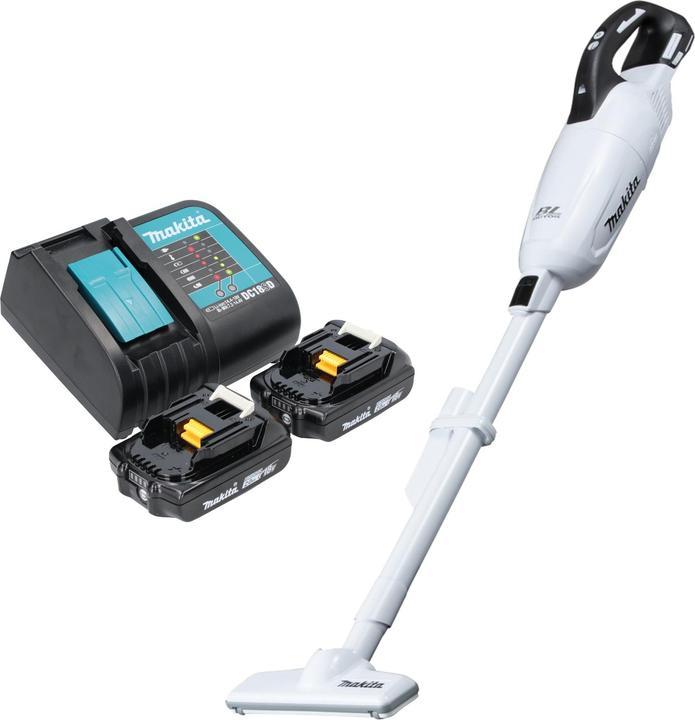 Actual product image Makita DCL 281 FSAW Akku Staubsauger 18 V weiss Brushless + 2x Akku 2,0 Ah + Ladegerät