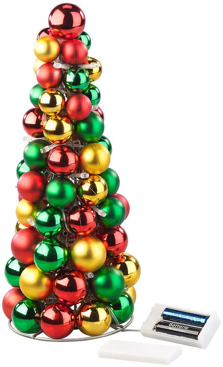 Produktbild Britesta 2er-Set LED-beleuchtete Weihnachtsbaum-Pyramiden mit bunten Kugeln