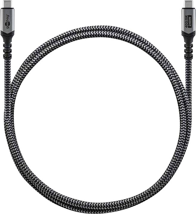 Actual product image Goobay USB-C cable with textile sheath, USB4, 240 W, 40 Gbit/s, Power Delivery, 1.8 m (1.80 m, USB 4.0, 240 W)
