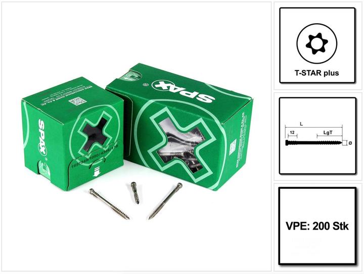 Produktbild Spax Holzbauschraube R 88192 Zylinderkopf T-STAR 5 x 40/22 -T25 A 2 m.CUT-Sp. (200 Schrauben pro Stück)