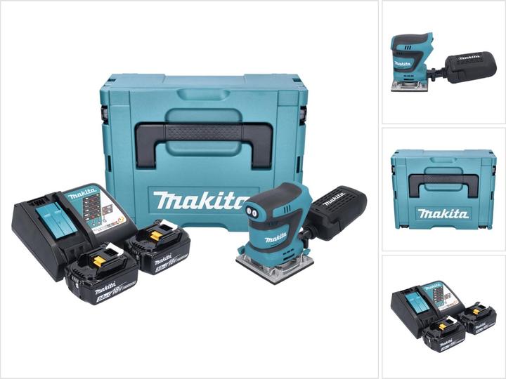 Produktbild Makita DBO 484 RFJ Akku Schwingschleifer 18 V 112 x 102 mm + 2x Akku 3,0 Ah + Ladegerät + Makpac (Schwingschleifer, 210 W)