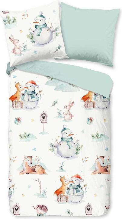 Traumschlaf Schneemann Hase Igel (Duvetbezug, 155x220 cm + 80x80 cm)