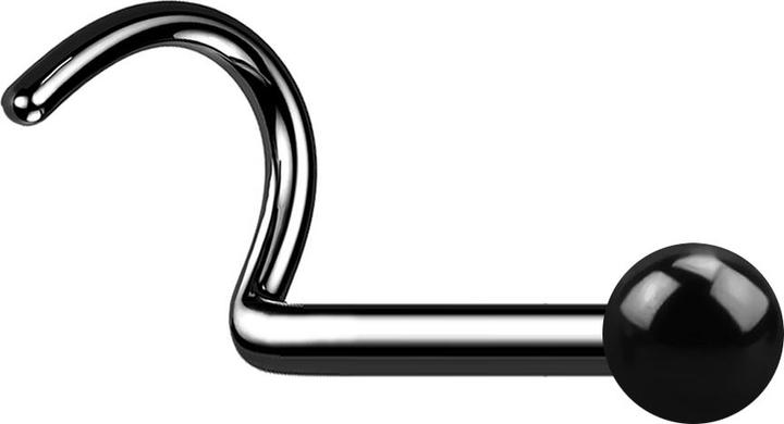 Star Piercing Nasenstecker gebogen schwarz mit Kugel (ohne Messing, Titan G23)