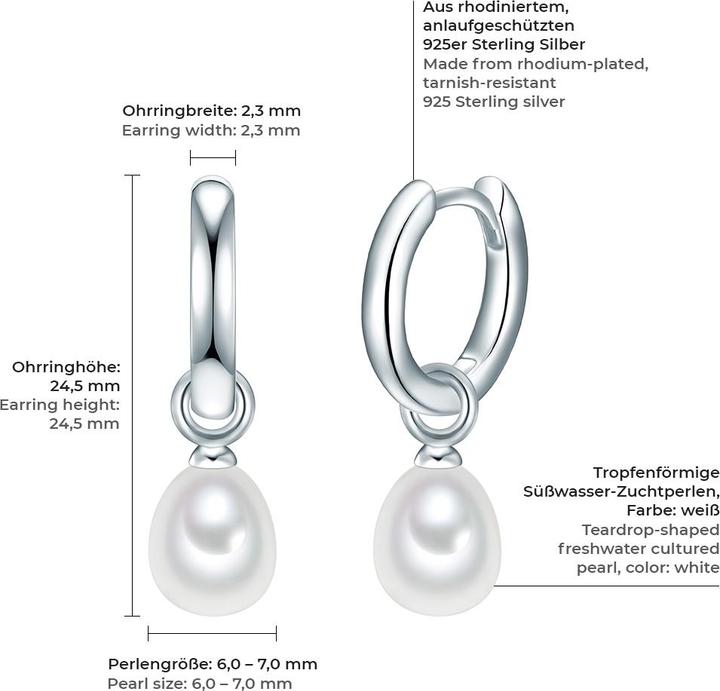 Immagine prodotto Valero Pearls Perle d'acqua dolce d'argento da donna - 11318 (Argento)