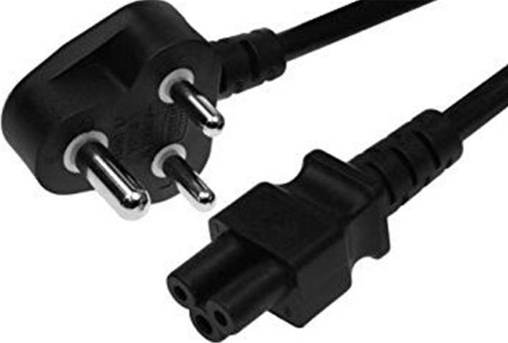Produktbild Dinic Netzkabel Indien Typ D auf C5, 0,75mm², 2,5A, Zulassung: BIS, schwarz, Länge 1,80m (1.80 m)