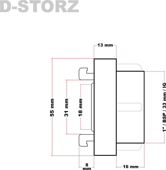 Produktbild Wiltec Storz Kupplung D 25mm Festkupplung Innengewinde 1" 32,89mm Aluminium (Kupplung, 25 mm)
