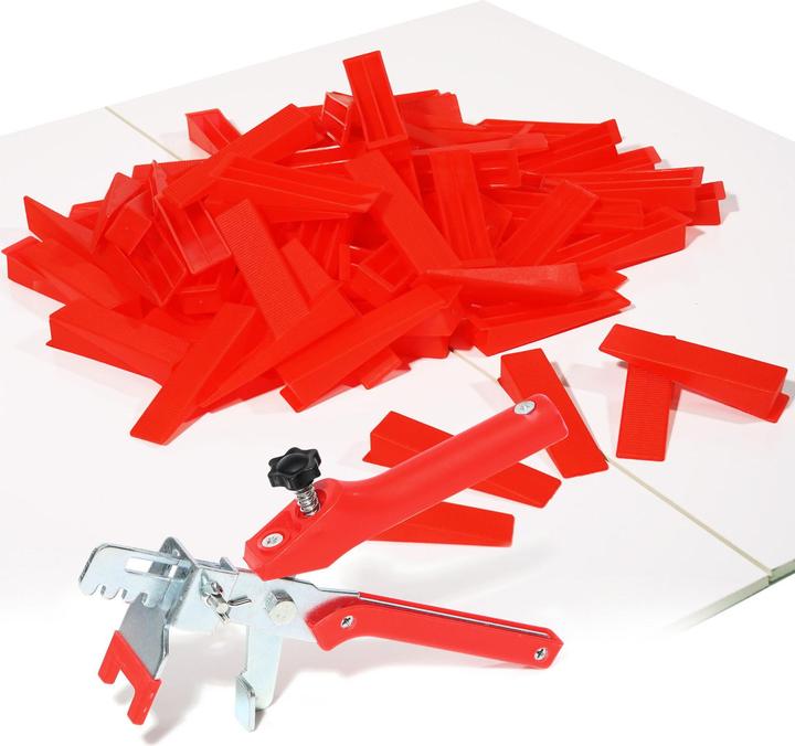 Produktbild XPOtool Fliesen Nivelliersystem Set 100 Fliesenkeile Nivellierzange Verlegehilfe