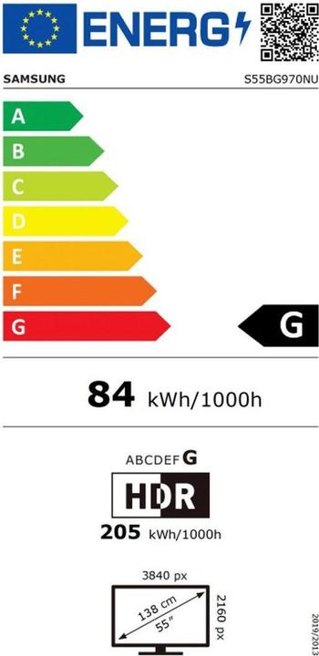 Energy Label Samsung Odyssey ARK - G97NB (3840 x 2160 Pixels, 55")