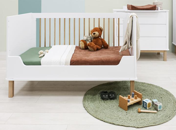 Produktbild Bopita Gitterbett 70x140 umbaubar Mika Weiss/Eiche (70 x 140 cm)